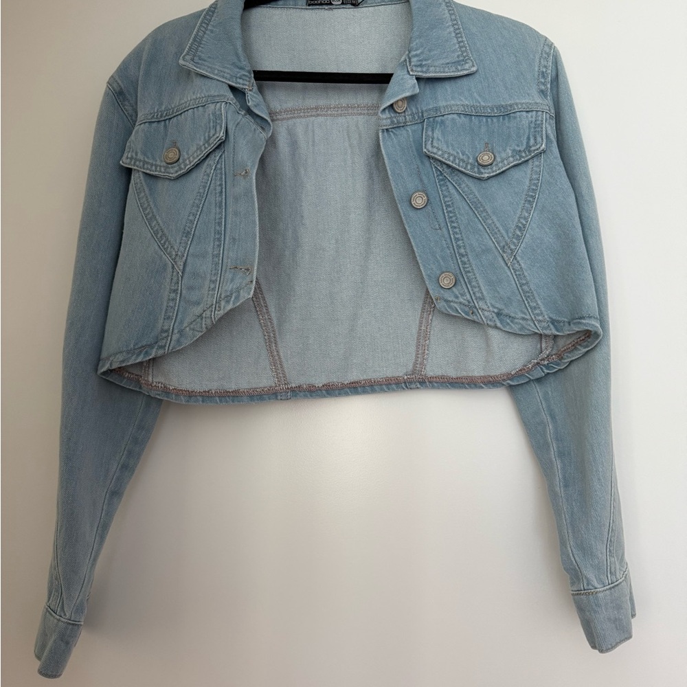 Light Blue Cropped Denim Jacket